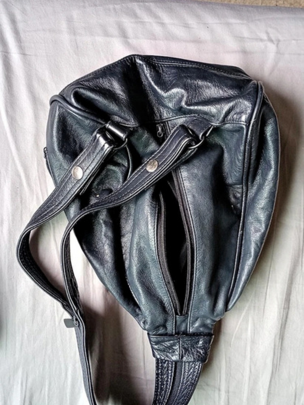 Black Leather-Style Crossbody Bag